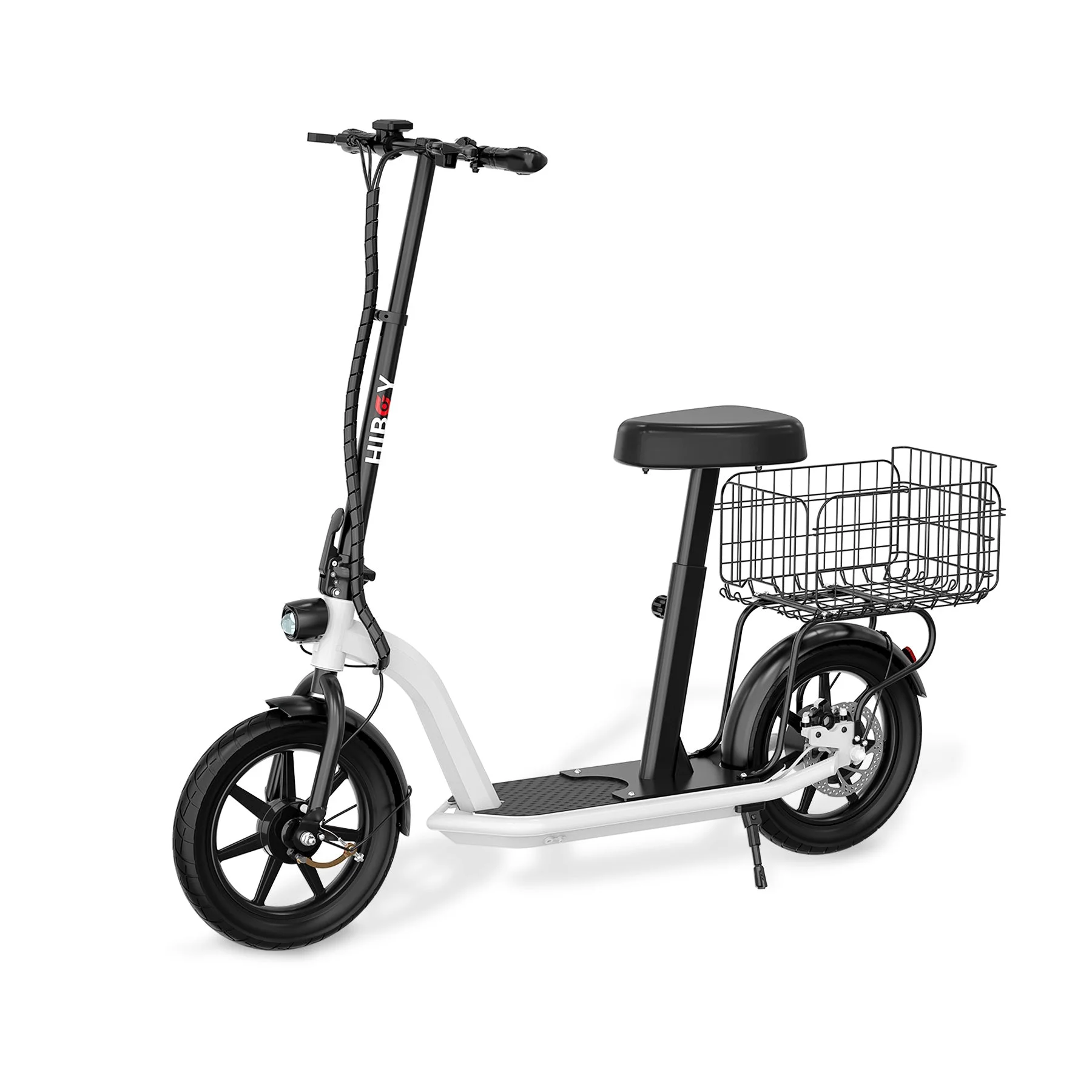 Hiboy ECOM 14 Eco Friendly Smart Electric Scooter, 14 Inch Pneumatic Tires, 450W Powerful Motor 10Ah Battery 22 MPH & 31 Miles, Commuter Electric Scooter for Adults with Detachable Basket and Seat