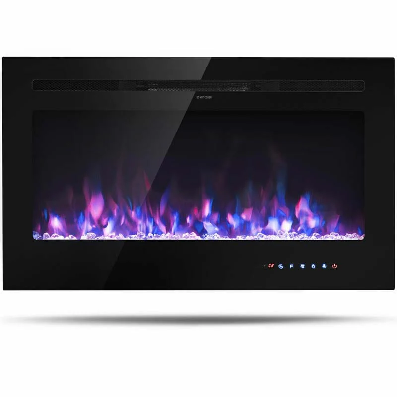 36Quot Ultra Thin Recessed Electric Fireplace Insert 1500W Wall Mounted Fireplace Heater With 9 Flame Colors