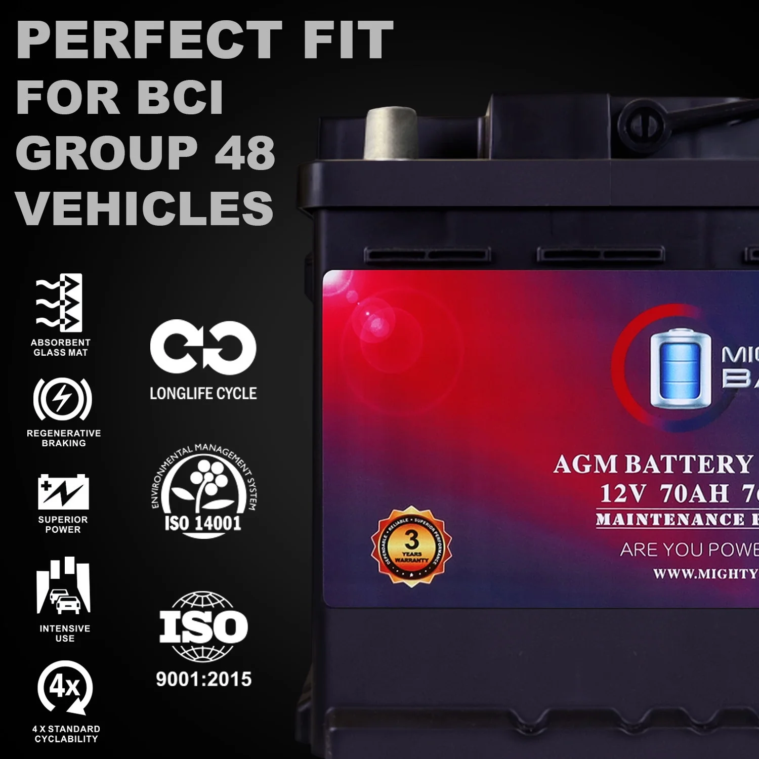 MM H6 Group 48 12V 70AH 120RC 760CCA Replacement Battery Compatible with Chevrolet Silverado 1500 1/2 Ton 07 13
