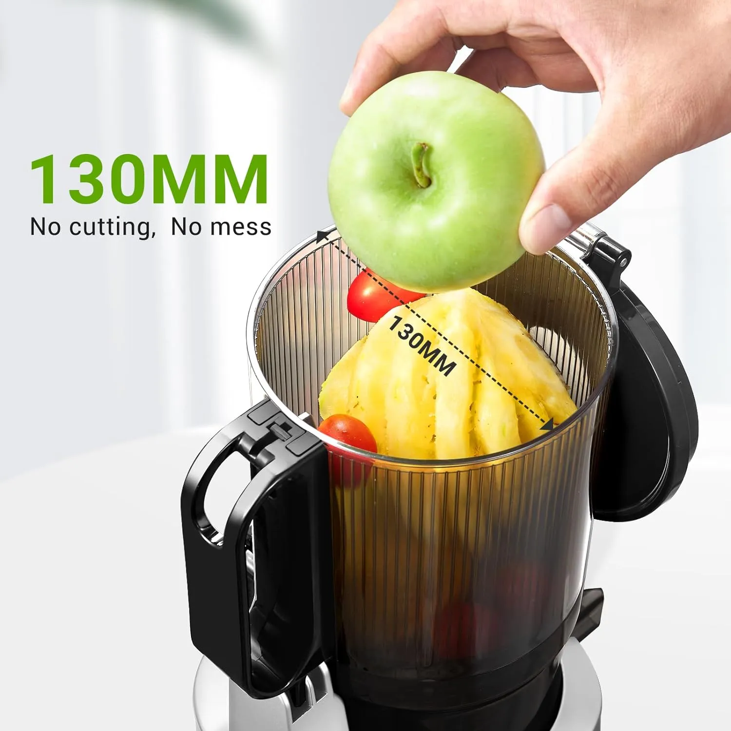 Juicer Machines, 5.3 Inch Self Feeding Masticating Juicer Fit Whole Fruits & Vegetables, Cold Press Electric Juicer Machines with High Juice Yield, Easy Cleaning, BPA Free, 250W