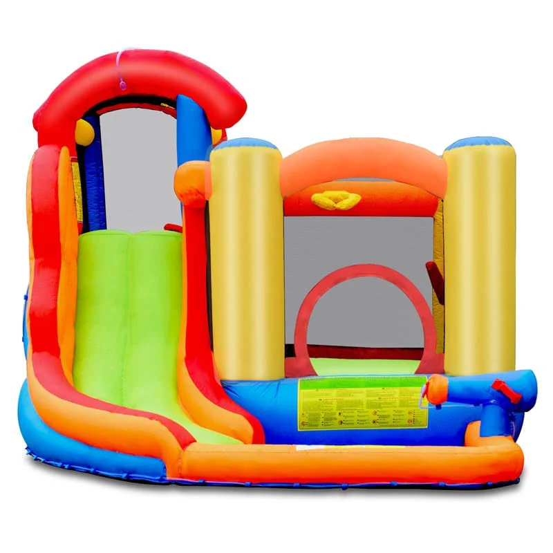 6 In 1 Kids Water Slide Bouncy Castle Inflatable Water Bounce House With Trampoline 740W Air Blower