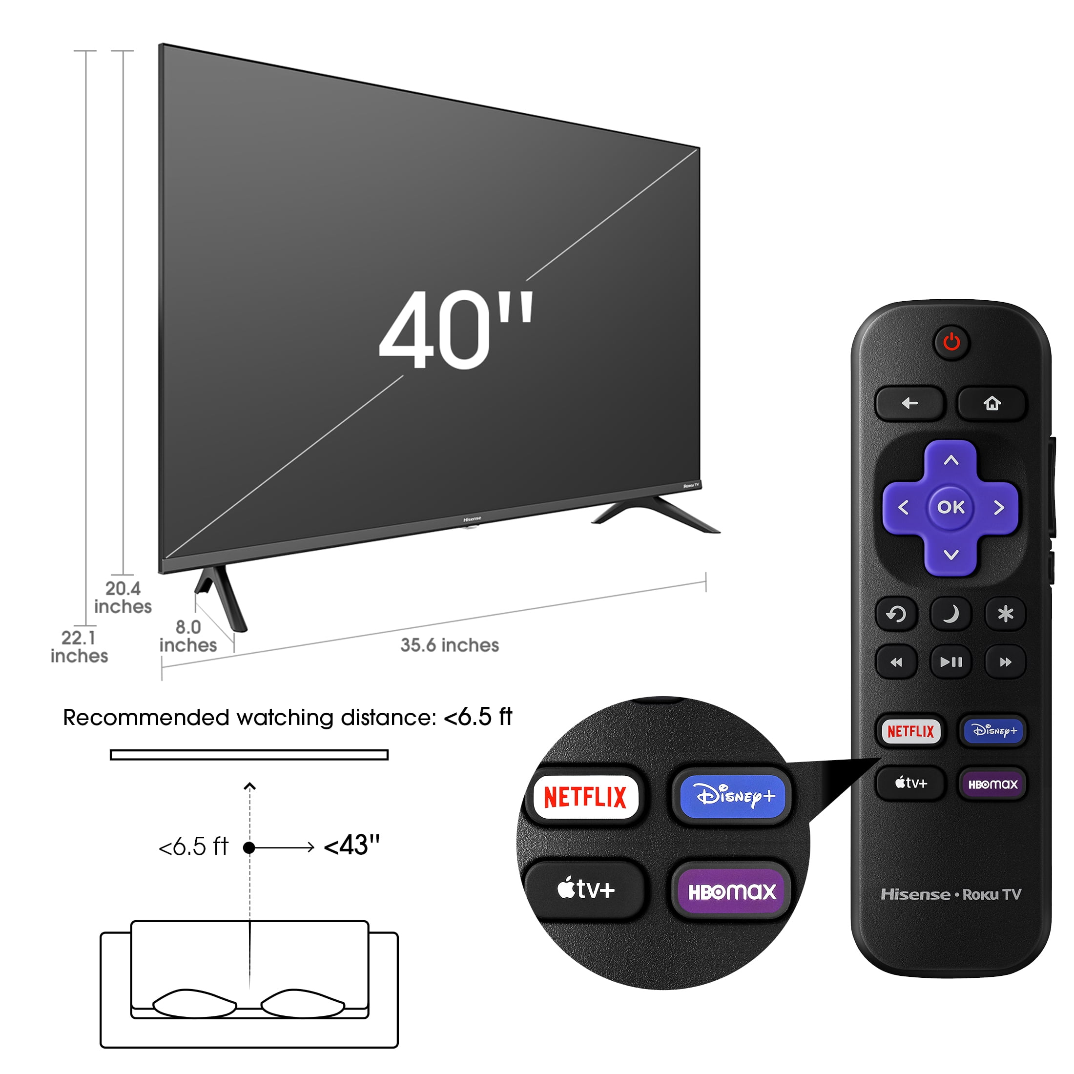 Hisense 40��� FHD Roku Smart LED TV �C 1080p, Motion Rate 120, Game Mode, DTS Sound