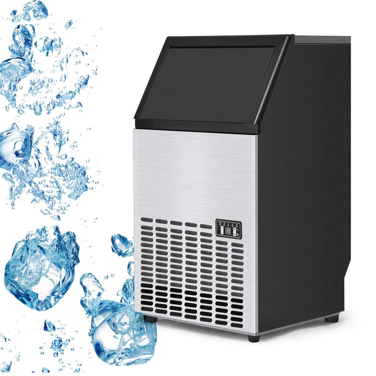 110Lbs24H Commercial Ice Maker With 33Lbs Storage Capacity Free Standing Ice Machine