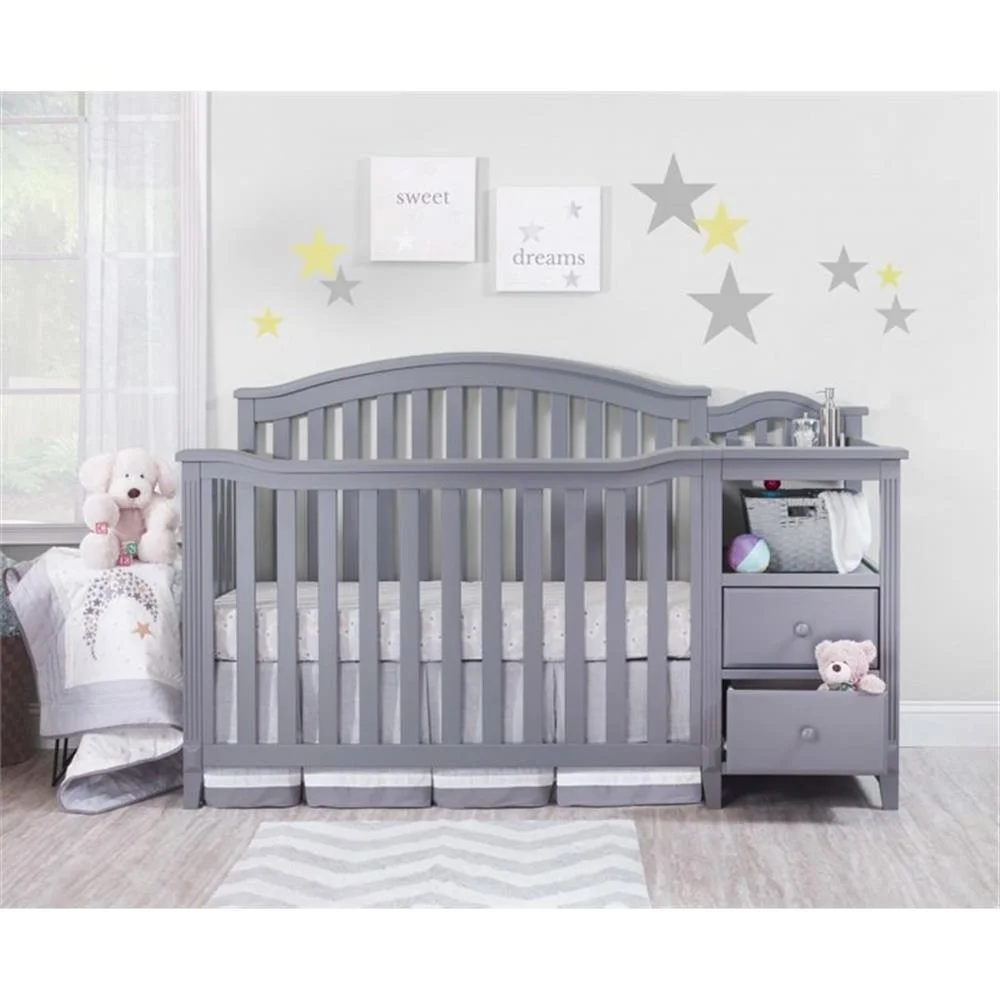 Sorelle Furniture Berkley 4-in-1 Convertible Crib and Changer, Gray