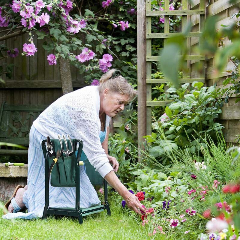 Folding Gardening Seat And Kneeler Bench Portable Garden Stool With Tool Pouches Amp Soft Eva Pad Seat - Durable Tools For Home Projects