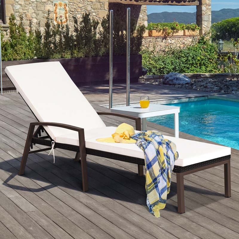 2 Pack Rattan Patio Chaise Lounge Chairs 5 Position Pool Lounge Chairs With Cushion Amp Armrest Wicker Sun Lounger - Comfortable And Ergonomic Design
