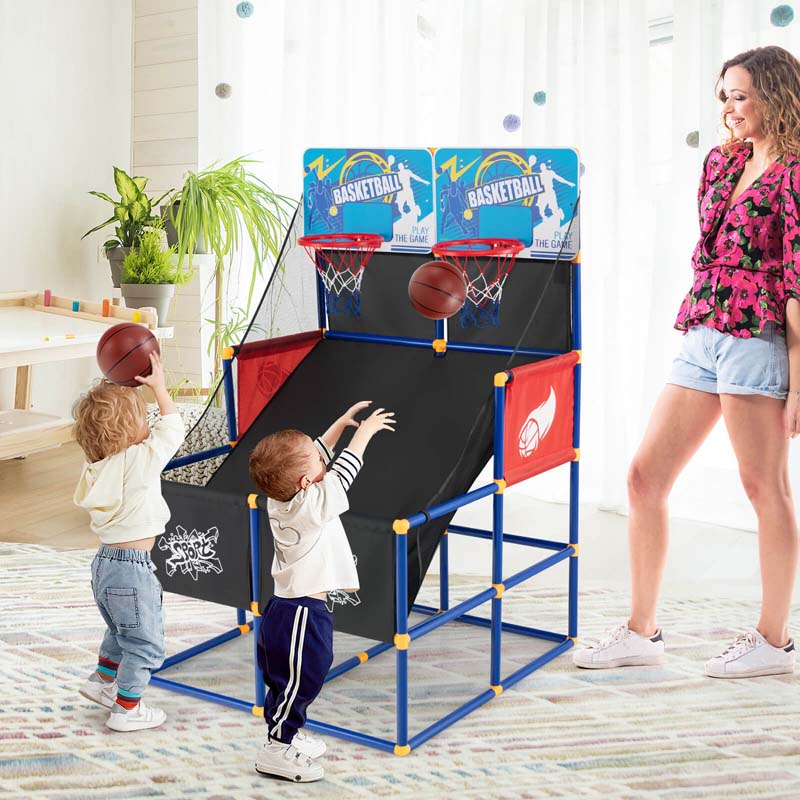 Kids Basketball Arcade Game Toy Set Dual Shot Basketball Game For 2 Players With 4 Balls Amp Inflation Pump - High Quality Set For Everyday Use