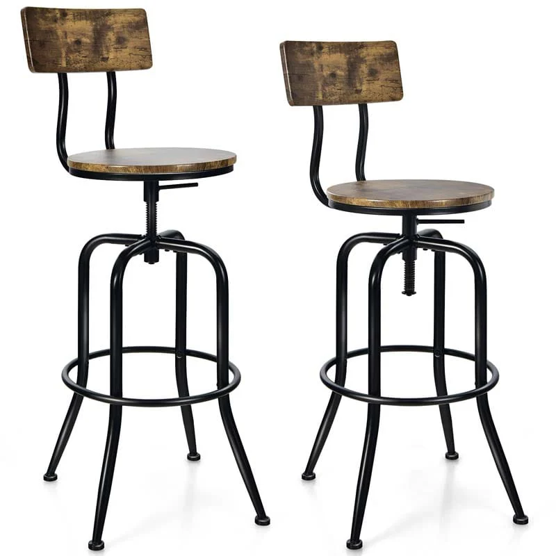 Set Of 2 Industrial Vintage Swivel Bar Stools Counter Height Dining Chairs For Kitchen Pub Bistro - High Quality Set For Everyday Use