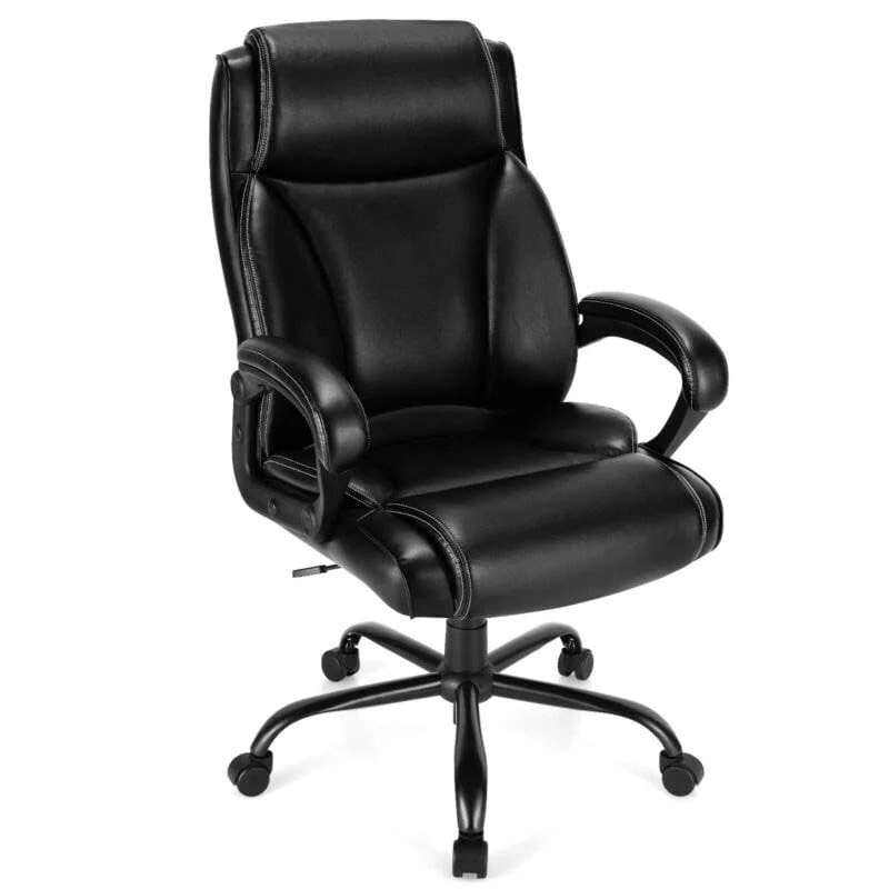 400 Lbs Big Amp Tall Office Chair Leather High Back Executive Chair Wide Seat Swivel Computer Task Desk Chair - Comfortable And Ergonomic Design
