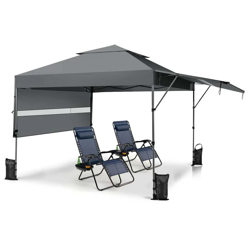 10 X 176 Ft Outdoor Instant Pop Up Canopy Tent For Market Picnic With Dual Half Awnings Amp Wheeled Bag