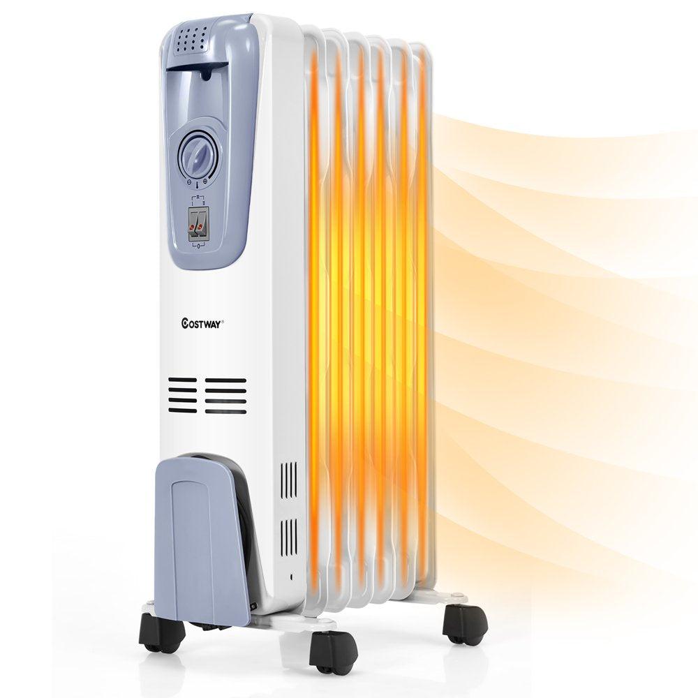 Costway 1500W Electric Oil Filled Radiator Space Heater 7 Fin Thermostat Room Radiant