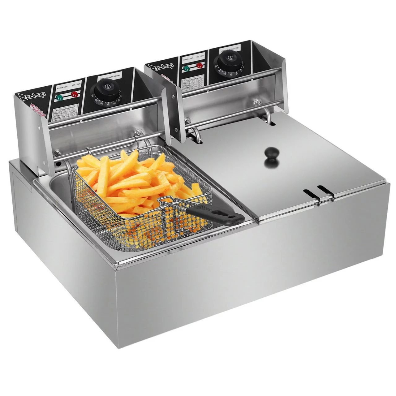 CB15401 Deep Fryer 5000 watt Electric Countertop Dual Tank Stainless Commercial Restaurant