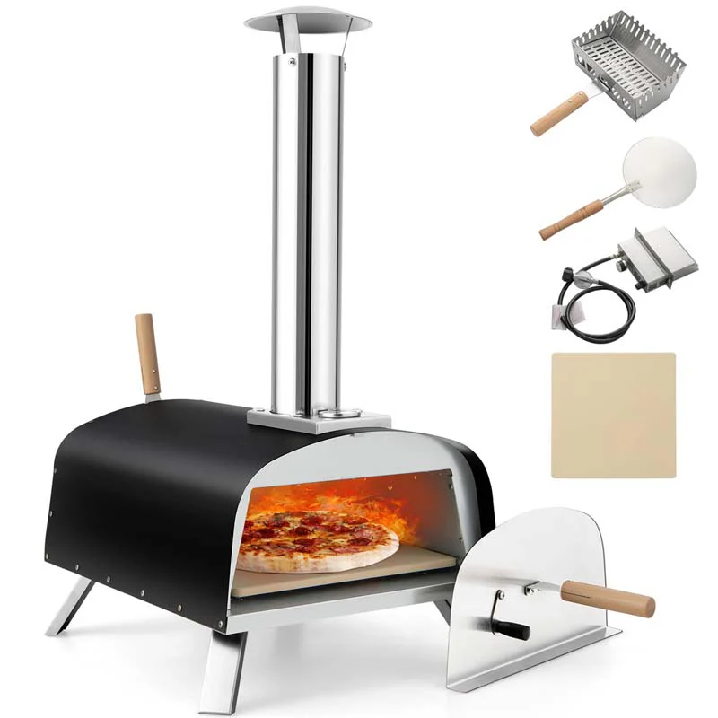 Propane Amp Wood Fired Pizza Maker With 13Quot Pizza Stone Amp Pizza Peel Portable Multi Fuel Pizza Oven For Outdoor Camping Party