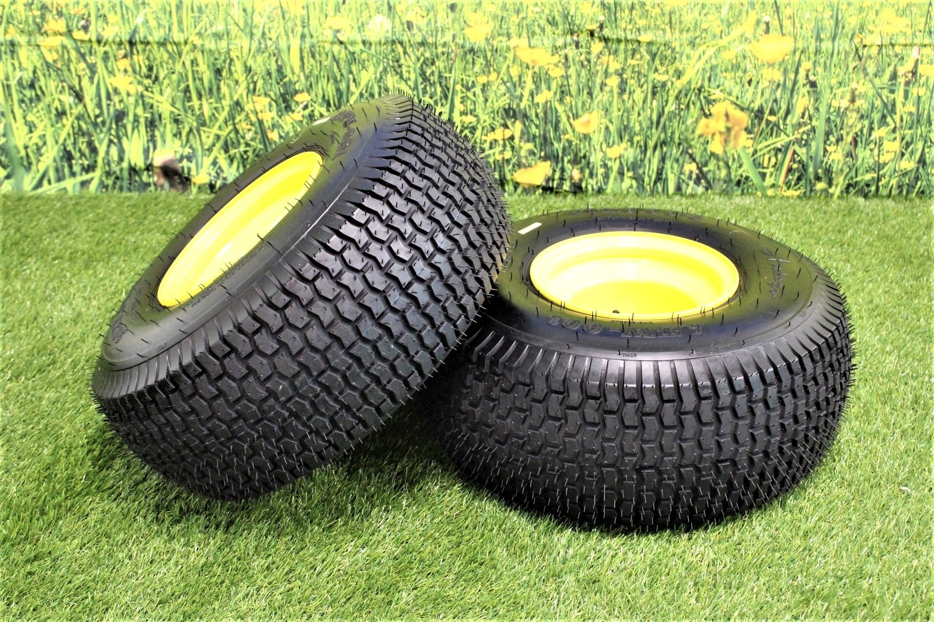 AntTire and Wheel (Set of 2) 20x8.00-8 John Deere Yellow Tires and Wheels 4 Ply for Lawn and Garden Mower Turf Tires