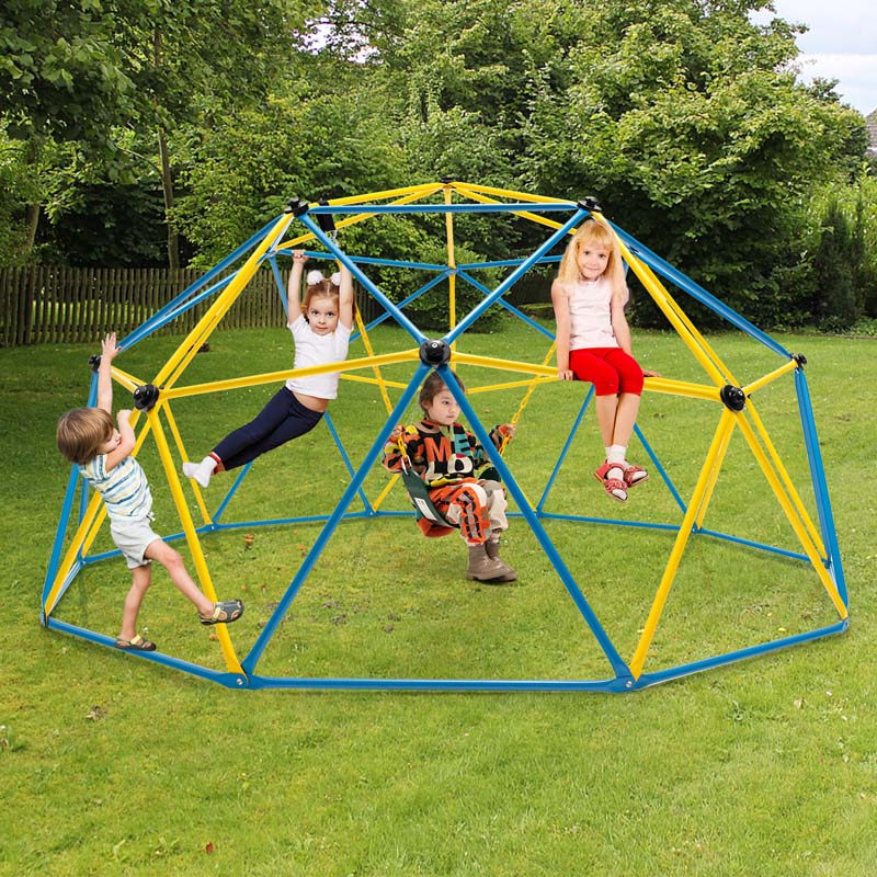 10 Ft Geometric Dome Climber With Swing Upgrade Jungle Gym Monkey Bar For Backyard Outdoor Climbing Toys For Toddlers