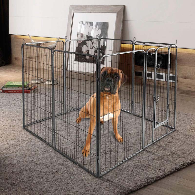 48Quot 168 Panel Pet Playpen With Door Foldable Dog Exercise Pen Metal Dog Puppy Cat Fence Barrier Kennel