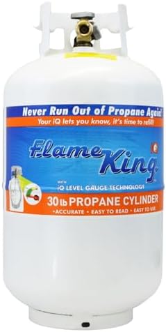2024 Flame King YSN330 30lb Steel Propane Tank Cylinder with Gauge and OPD Valve for Grills and BBQs  Camping  Fishing  & Outdoor Activities  White