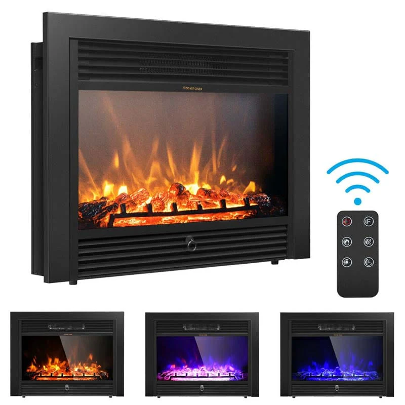 285Quot 1500W Recessed Electric Fireplace Insert With Flame Effects Wall Mounted Electric Fireplace Heater