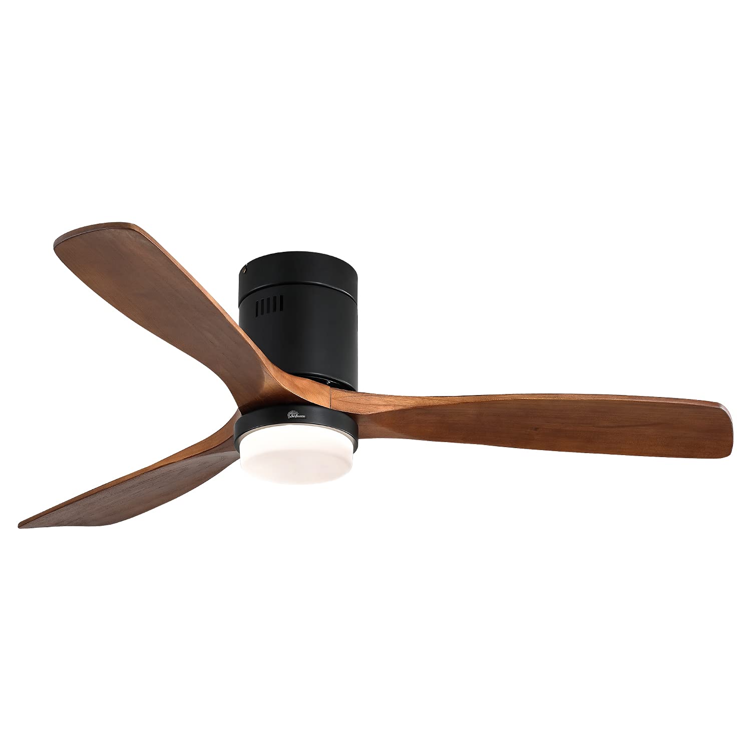 Sofucor 52 Inch Low Profile Ceiling Fan 3 Carved Wood Fan Blade Noiseless