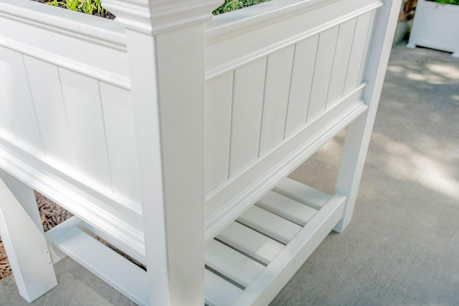 Vita Classic Vinyl Cambridge Raised Planter, White, 38���x24���x36���, Durable BPA-Free, Includes Floor Boards, 20-Year Warranty