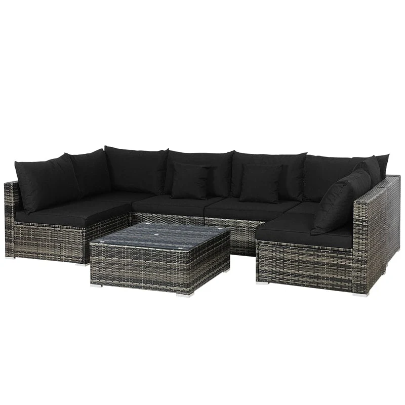 7 Pcs Rattan Patio Sectional Couch Set Outdoor Wicker Furniture Set With Cushions Amp Coffee Table - High Quality Set For Everyday Use