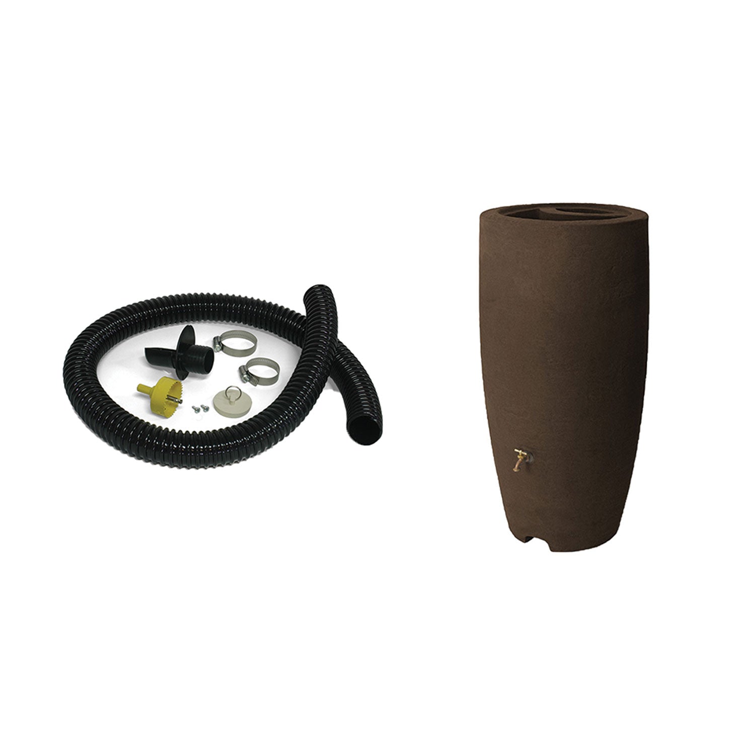 Algreen Gutter Downspout Diverter Kit + 80 Gallon Rain Water Collection Barrel