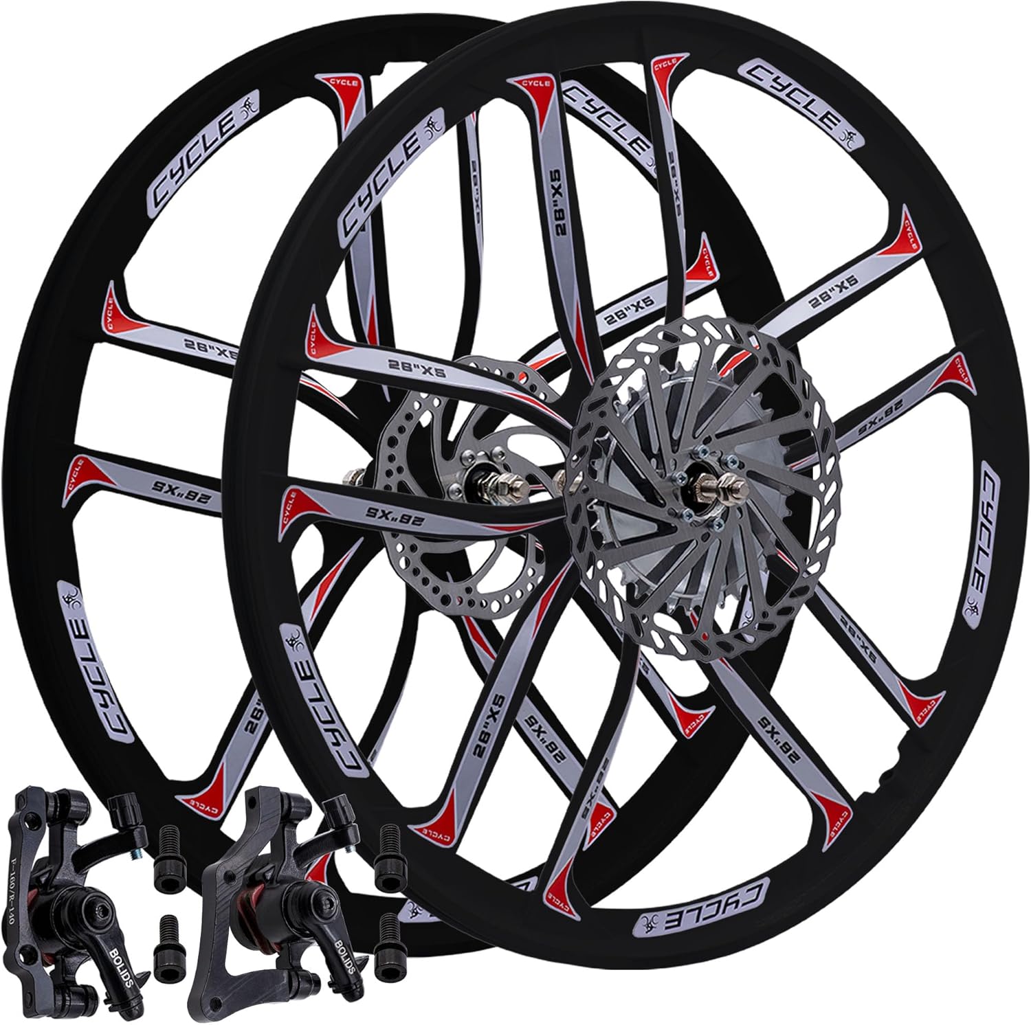 BBR Tuning 26��� Heavy Duty 10-Spoke STAR Mag Wheel Set for Motorized Bikes, Disc Brake Compatible, Durable & Stylish Design