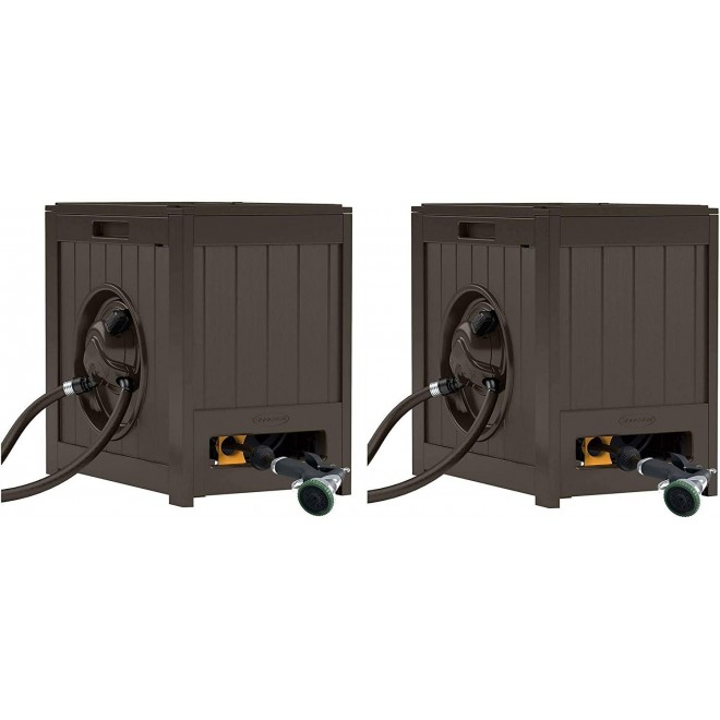 Suncast Aquawinder 125�� Auto Rewind Hose Reel, Water-Powered, Java, 2 Pack