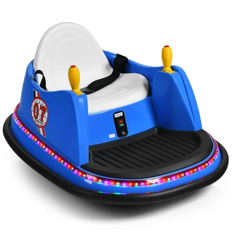 6V Kids Ride On Bumper Car 360 Degree Spin Race Toy With Dual Joysticks Flashing Led Light Remote Control