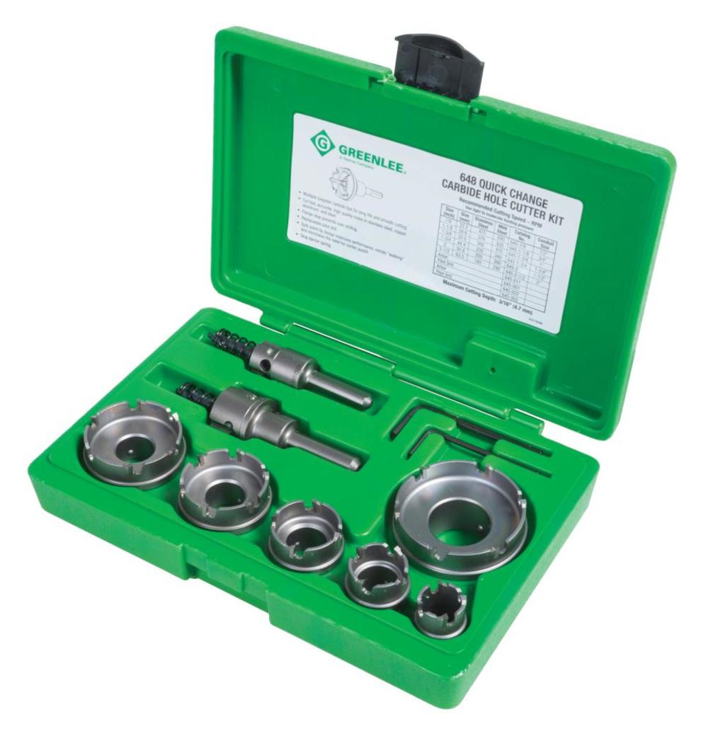Greenlee Carbide Cutter Kit, Quick Change, 8pc