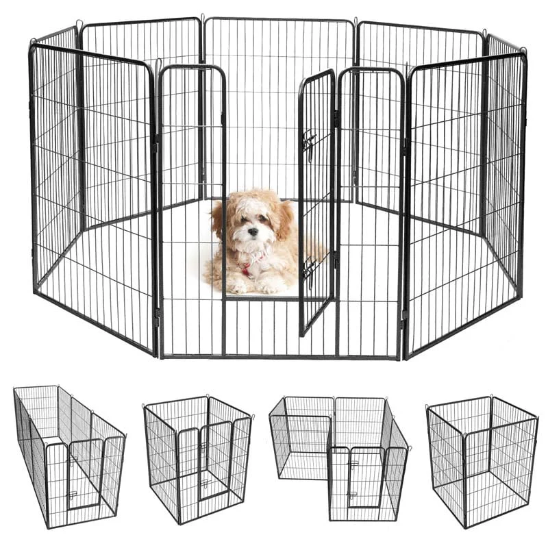 48Quot 168 Panel Pet Playpen With Door Foldable Dog Exercise Pen Metal Dog Puppy Cat Fence Barrier Kennel