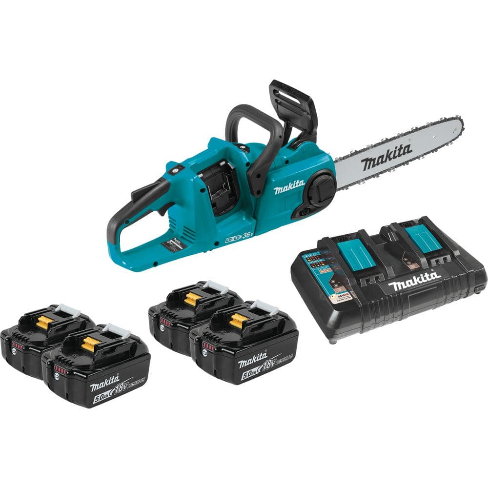 14 in. 18-Volt X2 (36-Volt) LXT Lithium-Ion Brushless Battery Chain Saw Kit with Four 5.0 Ah Batteries and Charger XCU03PT1
