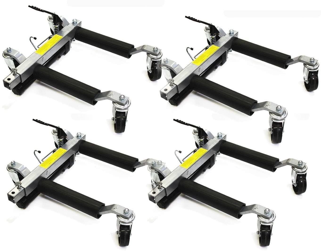 Stark Set of (4) Wheel Dolly Car Skates Vehicle Positioning Hydraulic Tire Jack Truck Rv Trailer Pick Up Dolly Ratcheting Foot Pedal, 1500LBS