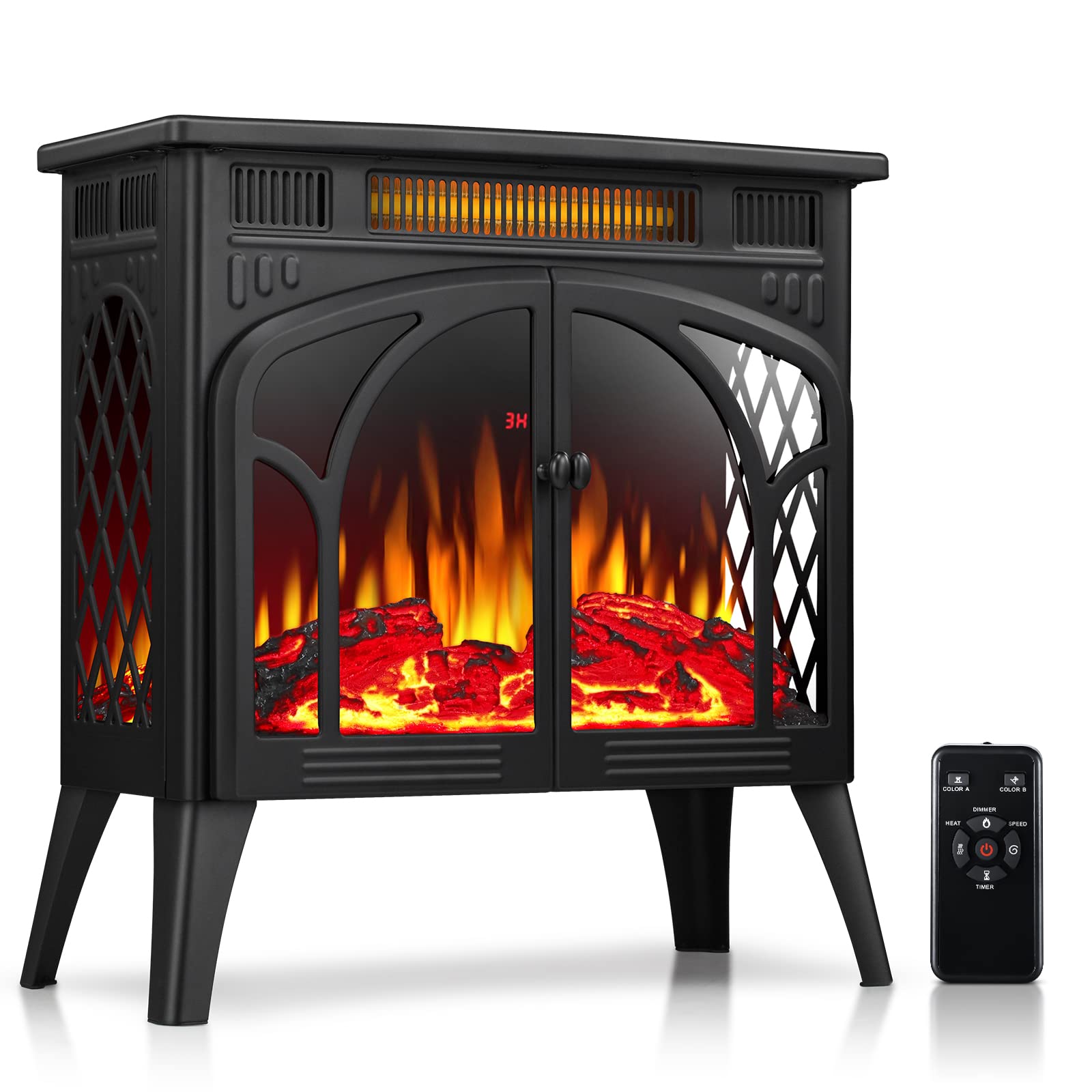 Rintuf Electric Fireplace Heater, 1500W Infrared Fireplace Stove, 5100BTU Electric Fireplace with Remote Control
