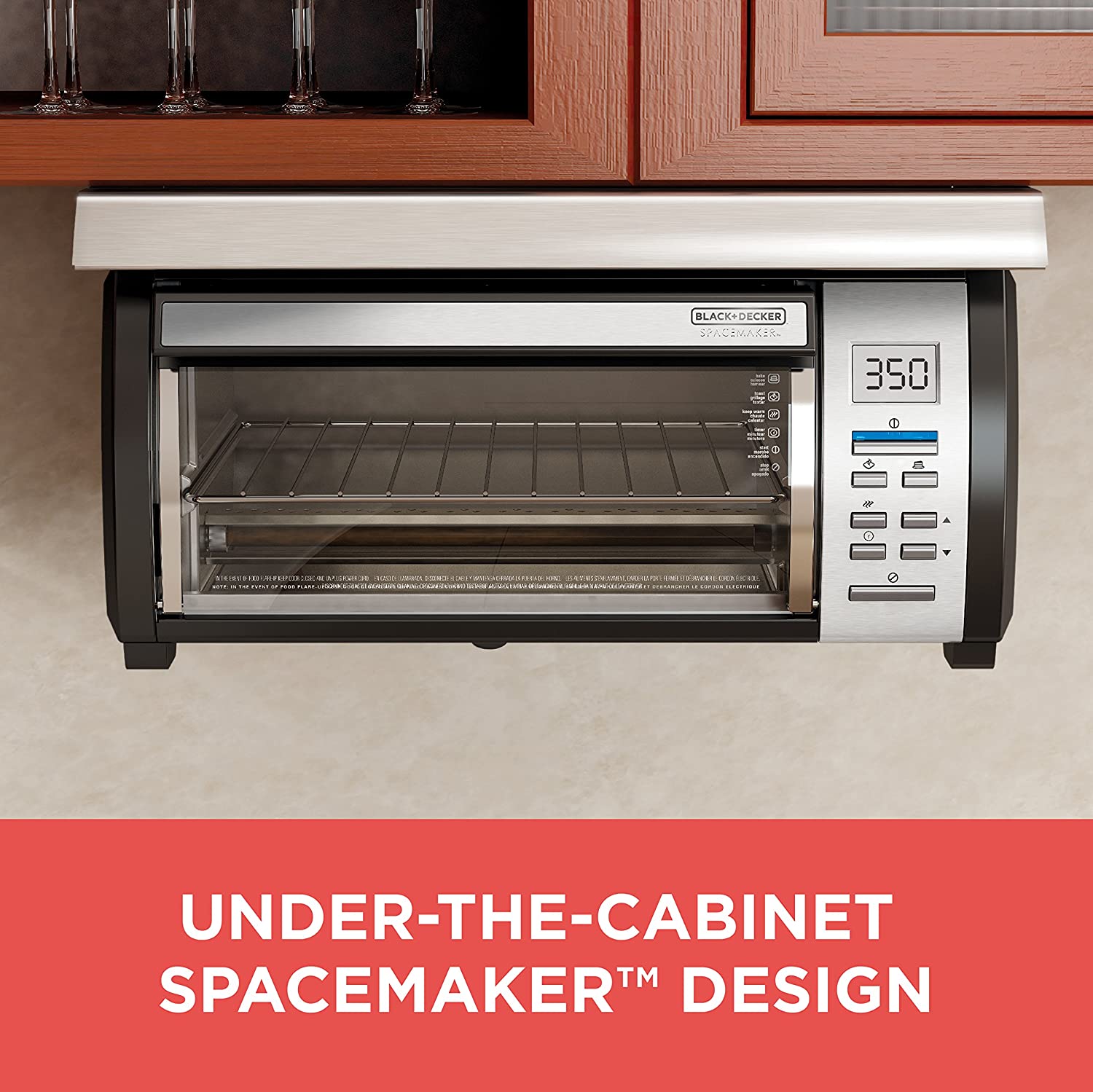 BLACK+DECKER SpaceMaker Under-Counter Toaster Oven, Digital Controls, Black/Stainless Steel, Fits 9��� Pizza or 4 Slices