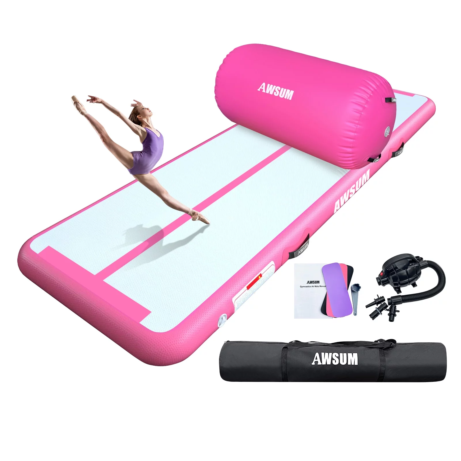AWSUM Inflatable Air Gymnastics Mat �C 10/13/16 ft, 4��� Thick Tumble Track with Electric Pump for Home/Gym Use