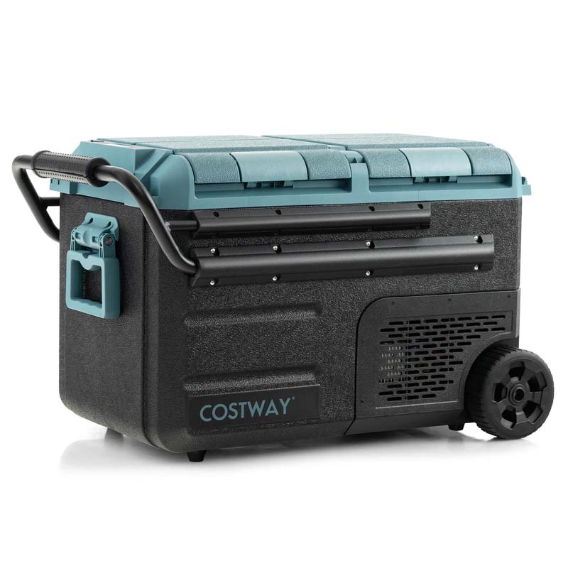 40 Quart Dual Zone Car Refrigerator With Wheels 12V24V Dc Amp 100 240V Ac Portable Car Fridge Cooler Freezer