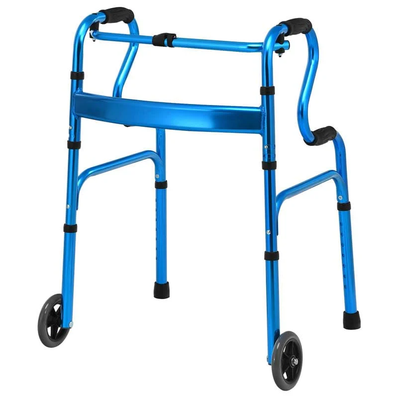 3 In 1 Folding Walker With 5Quot Wheels Amp Bi Level Handrails 440Lbs Heavy Duty Walking Mobility Aid