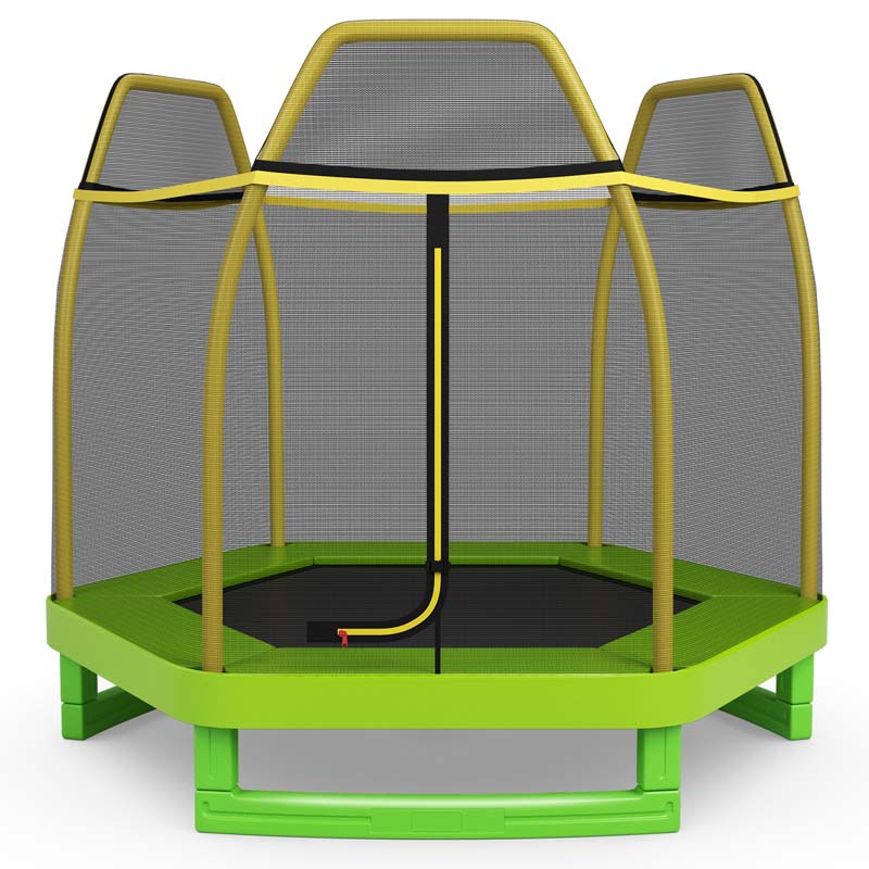7 Ft Astm Certified Kids Trampoline Recreational Bounce Jumper With Safety Enclosure Net