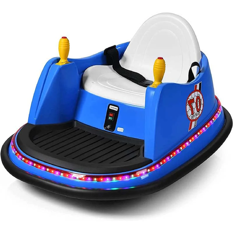 6V Kids Ride On Bumper Car 360 Degree Spin Race Toy With Dual Joysticks Flashing Led Light Remote Control