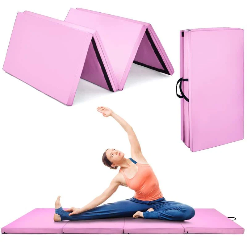 8039 X 4039 Anti Tear Folding Gymnastics Mat For Yoga Fitness 2Quot Thick 4 Panel Exercise Tumbling Mat With Carrying Handles