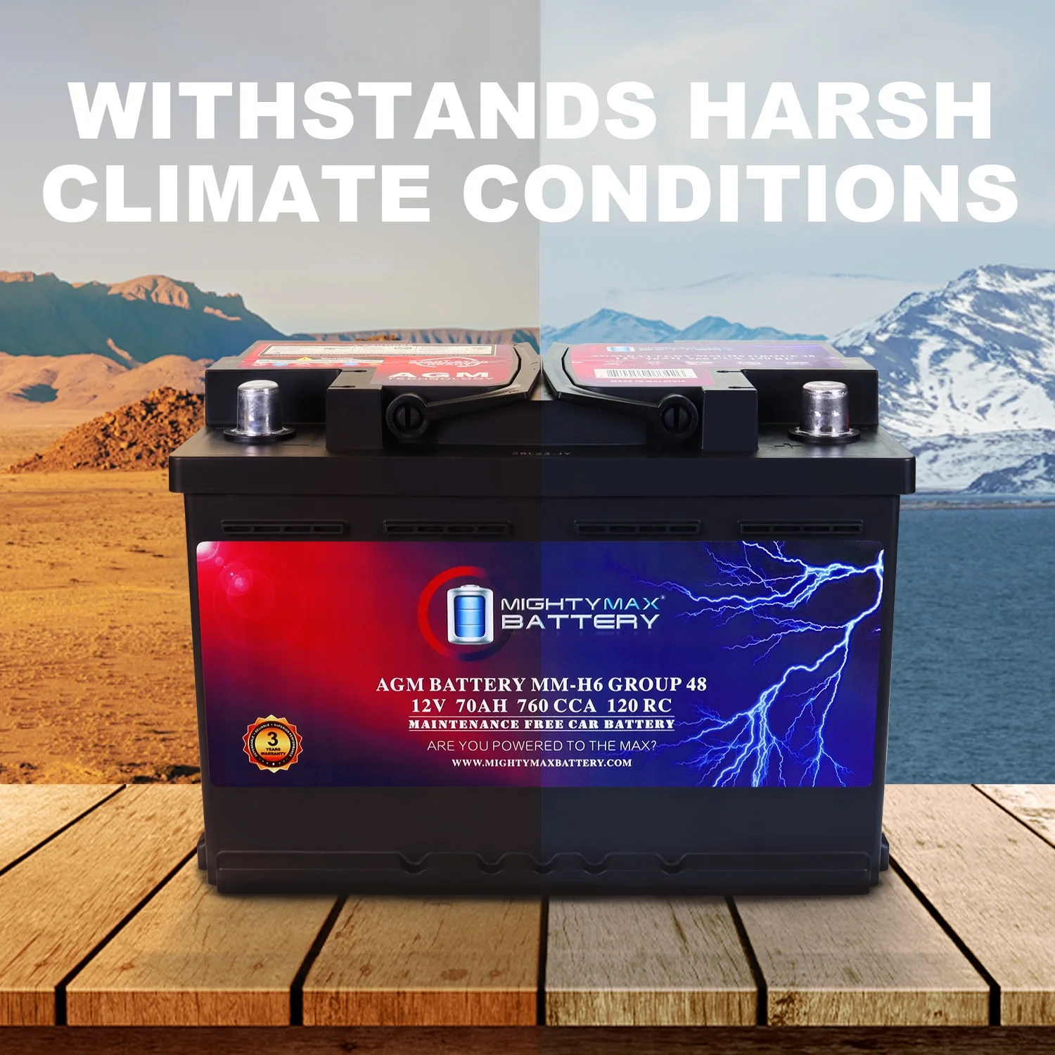 MM H6 Group 48 12V 70AH 120RC 760CCA Replacement Battery Compatible with Chevrolet Silverado 1500 1/2 Ton 07 13