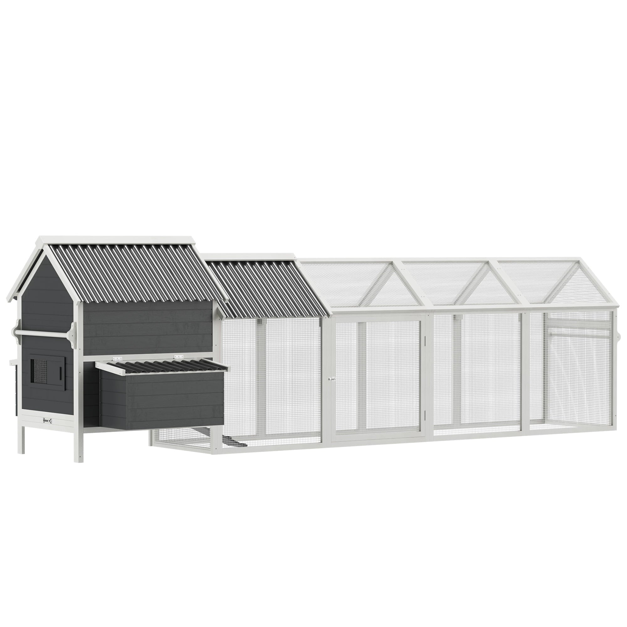 PawHut Extra Large Chicken Coop with Handle PVC Roof Nesting Boxes Tray