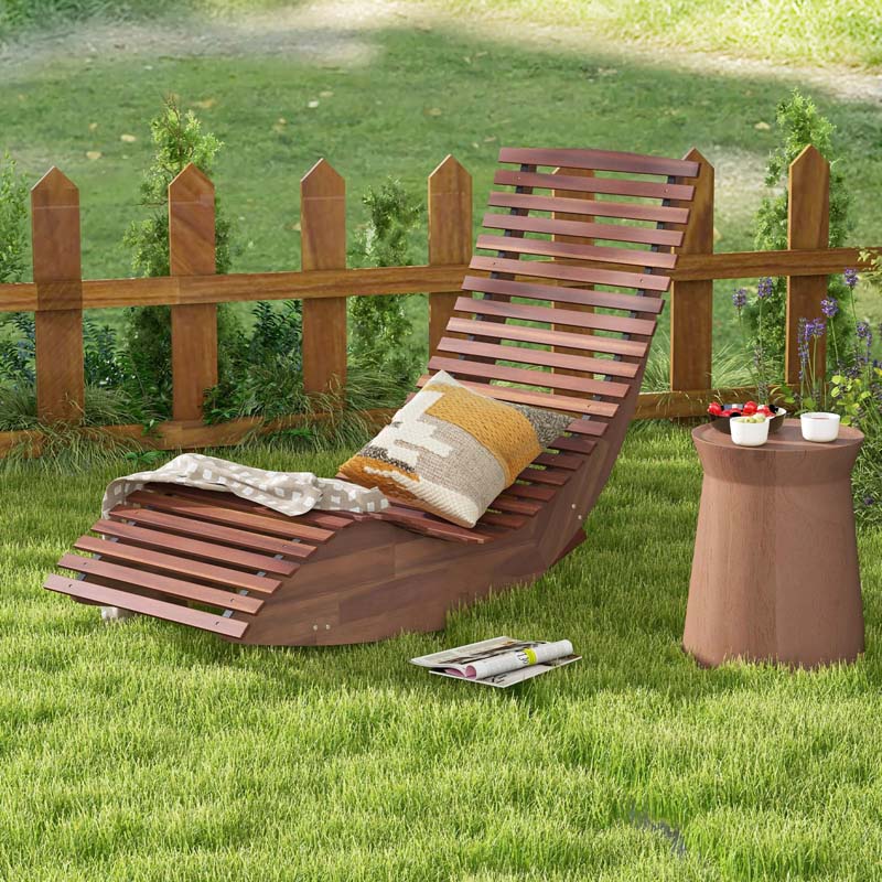Acacia Wood Outdoor Patio Rocking Chair With Widened Slatted Seat Amp High Back Porch Rocker Sun Lounger For Backyard Garden - Comfortable And Ergonomic Design