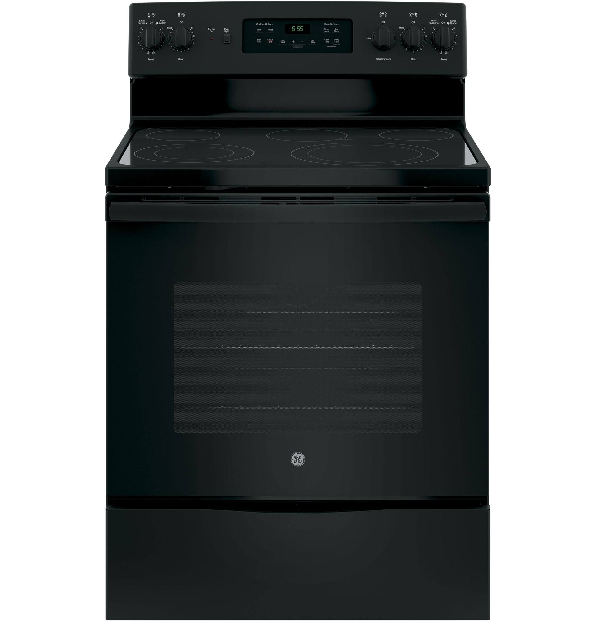 GE 30��� Freestanding Electric Range, Black �C Dual-Element Cooktop, Convection Oven, Self-Cleaning