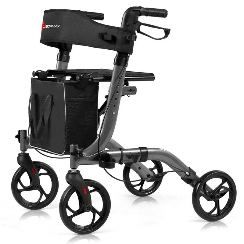 Folding Rollator Walker With Seat Amp Storage Bag Lightweight Medical Walker Rolling Mobility Walking Aid
