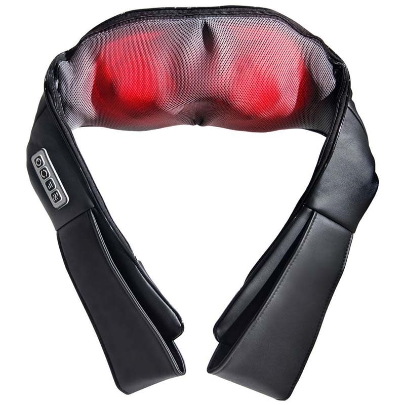 Heated Shiatsu Neck Back Massager Electric 3D Kneading Massage Pillow Shoulder Massager For Home Office Use