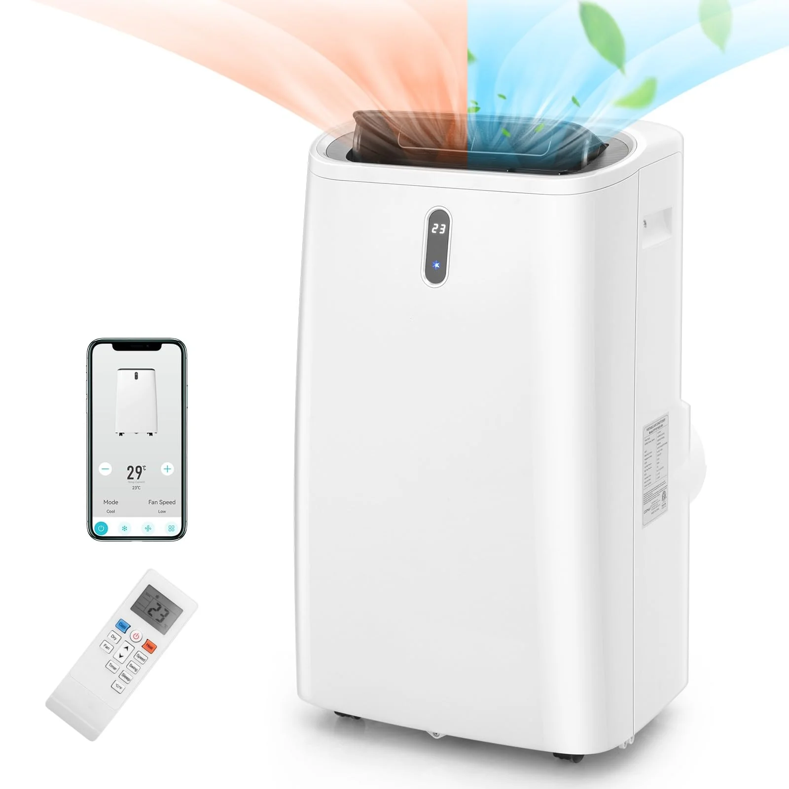 14000 Btu 4 In 1 Wifi Enabled Ac Unit Portable Air Conditioner With Heat Up To 700 Sqft Work With Alexa