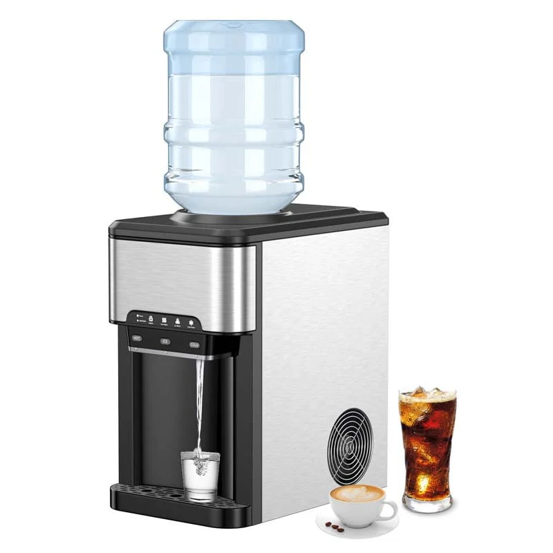 3 In 1 Water Dispenser With 48Lbs24H Ice Maker Countertop Top Loading Hot Amp Cold Water Cooler For Home Office