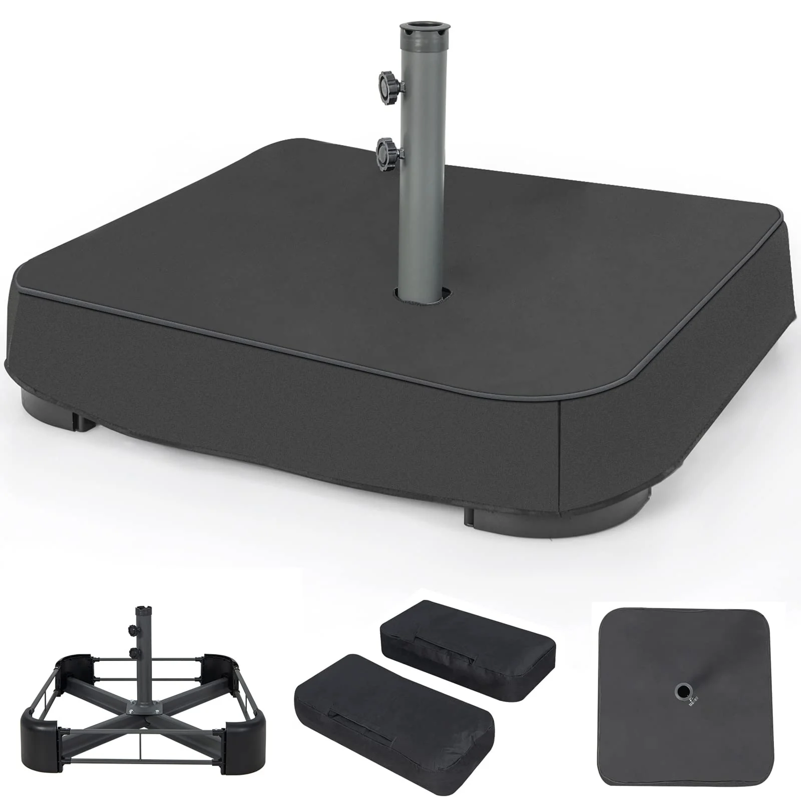 220 Lbs Heavy Duty Patio Market Offset Umbrella Base Stand With Sandbags